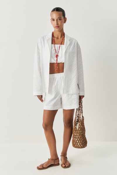 Шорты с имитацией гульфика в полоску (белый) (M) 