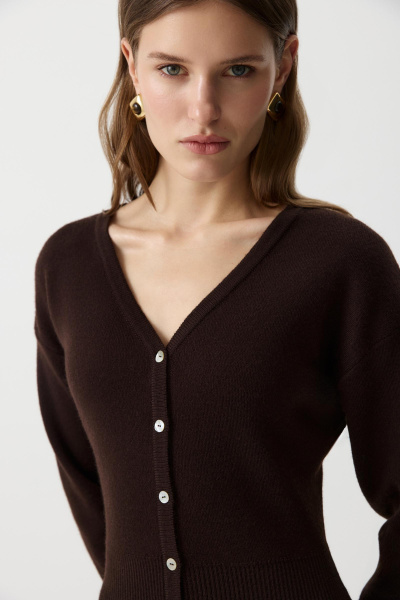 Платье приталенного силуэта с пуговицами (Шоколадный) (M) 