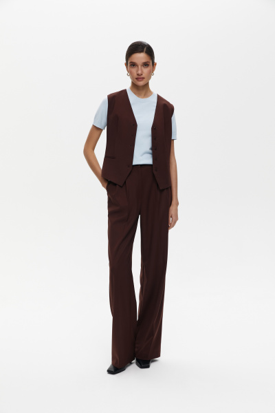 Брюки прямые из костюмной ткани (XXS, шоколадный)