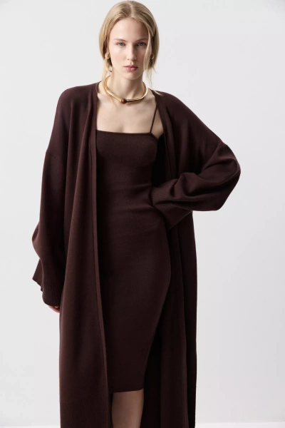 Кардиган макси вязаный (Шоколадный) (one size) 