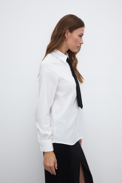 Рубашка классическая со съемным галстуком (L, молочный) 2207