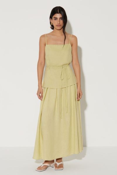 Топ на бретелях изо льна с тонким поясом (XS, яблочный)