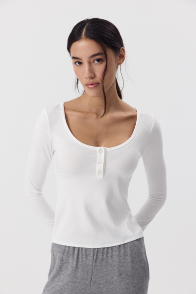 Лонгслив с пуговицами (Молочный) (M) 