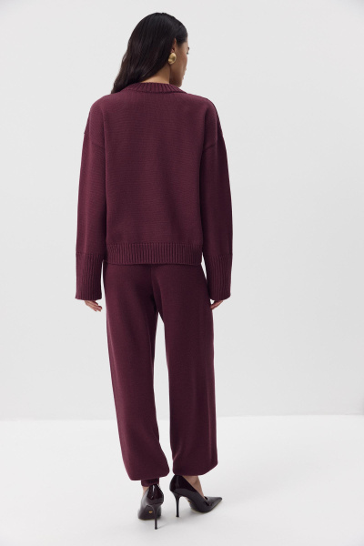 Джемпер из мериносовой шерсти с круглым вырезом (Сливовый) (one size) 