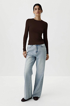 Лонгслив базовый из вискозы (коричневый)