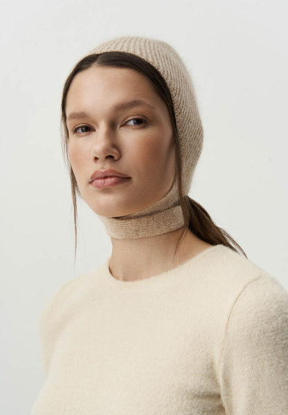 Чепчик из ангорской шерсти (бежевый) (one size) 