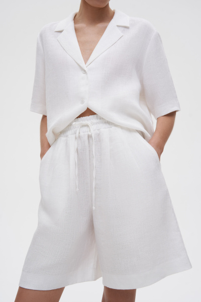 Шорты на резинке изо льна (XS/S, молочный) 2207