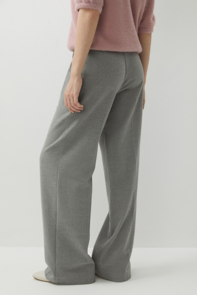 Брюки с заниженной талией из костюмной ткани (серый меланж) (L) 