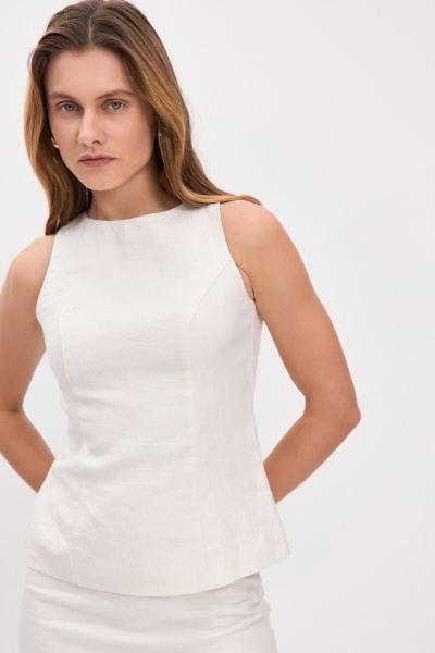 Топ с завязками изо льна (молочный) (L) 