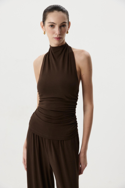 Топ халтер со стойкой ( горький шоколад) (M) 