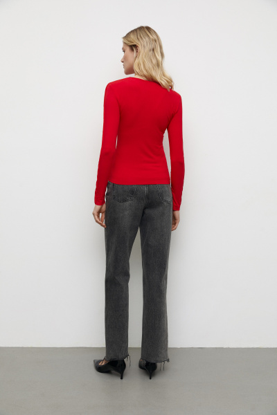 Лонгслив с декоративными швами (L, алый) 2202