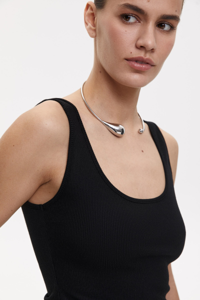 Топ базовый на бретелях (L, черный) 2159