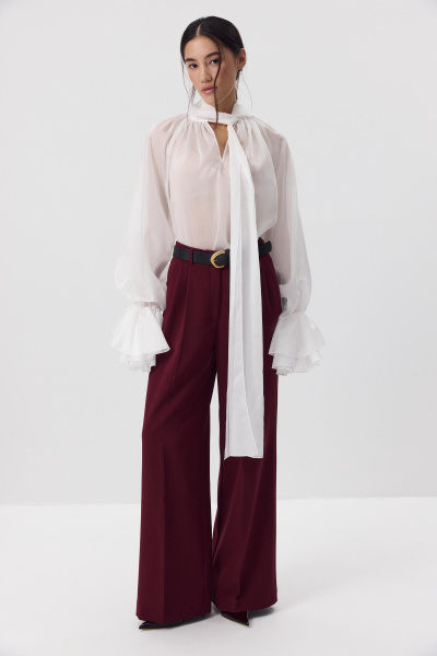 Блуза с бантом из тенсела (белый) (M/L) 