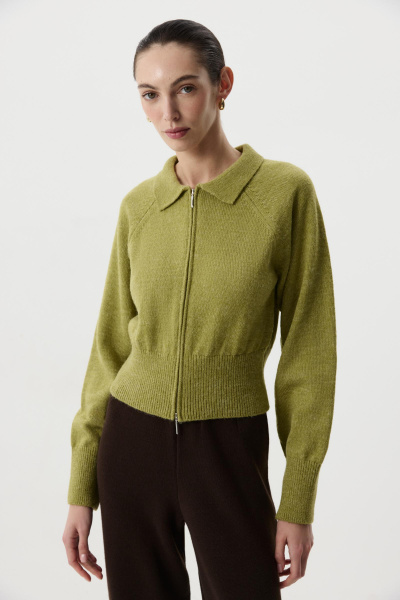 Кардиган на молнии  с шерстью альпаки (Оливковый) (M)