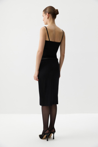 Топ вязаный с кружевом (Черный) (XS) 