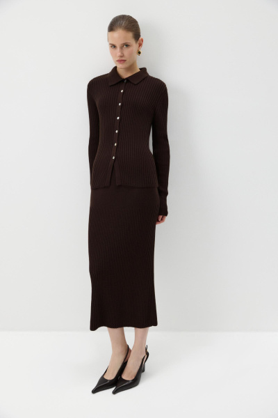 Джемпер-поло с пуговицами (Шоколадный) (M/L) 