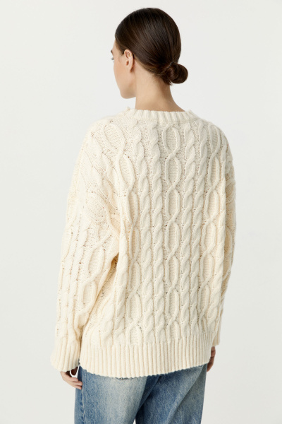 Джемпер с косами базовый (кремовый) (XS) 