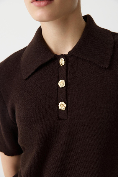 Футболка-поло вязаная (Шоколадный) (XS) 