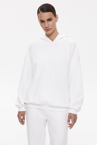 Худи из футера с вышивкой (M/L, молочный) 2207