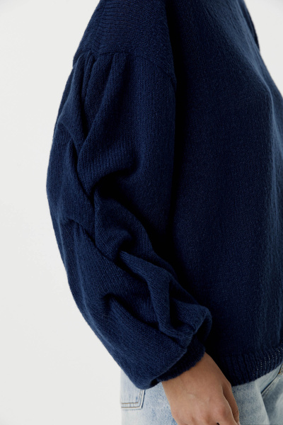 Джемпер оверсайз с косами по рукавам (темно-синий) (XS/S)