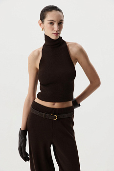 Топ-халтер вязаный (Шоколадный)