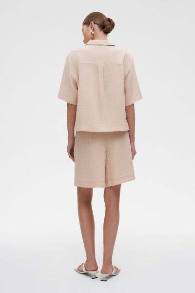 Рубашка с коротким рукавом изо льна (M/L, бежевый) 2183