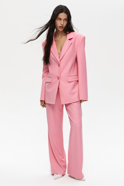 Пиджак оверсайз с боковыми разрезами (S, розовый) 