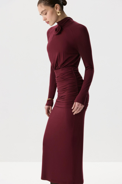 Платье макси с декоративной розой (Винный) (M) 