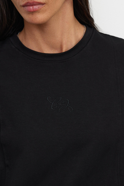 Футболка с рельефными швами (one size, черный) 