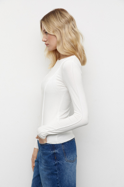 Лонгслив с декоративными швами (XS, молочный) 2207