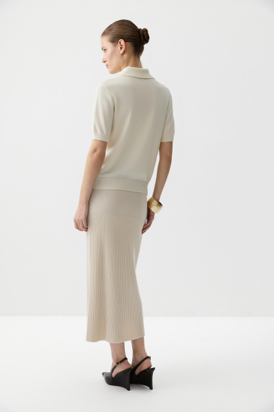 Футболка-поло вязаная (Молочный) (XS) 