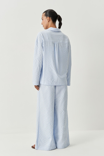 Брюки полоска с гульфиком (голубой) (M) 