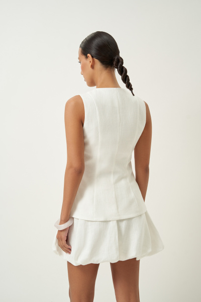 Жилет удлиненный изо льна (молочный) (S)