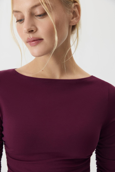 Лонгслив с драпировкой (Сливовый) (M) 