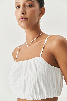 Блузка типа "топ" на бретелях в полоску (белый)