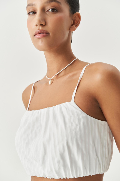 Блузка типа "топ" на бретелях в полоску (белый) (M) 