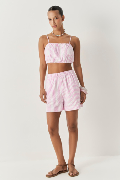 Шорты с имитацией гульфика в полоску (розовый) (M) 