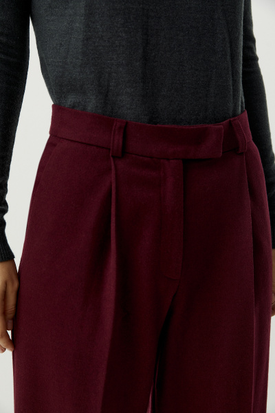 Брюки с заниженной талией из костюмной ткани (винный) (L) 