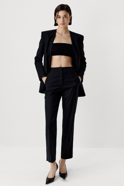 Брюки прямого кроя из костюмной ткани (черный) (M) 