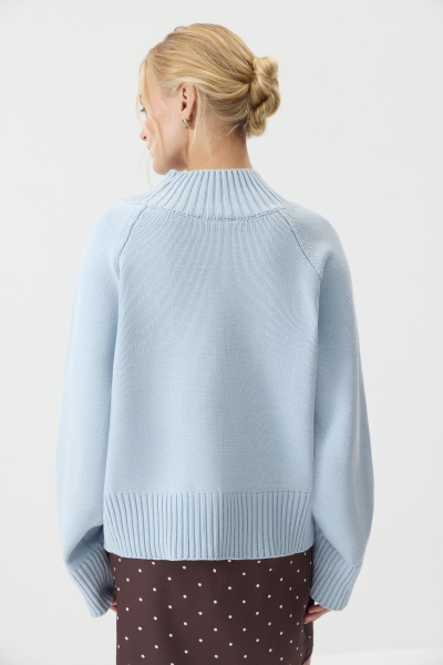 Свитер с широкой стойкой из хлопка (светло-голубой) (XS/S) 