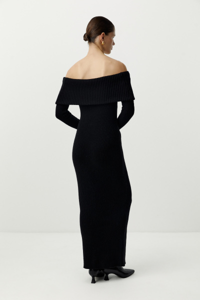 Платье вязаное с открытыми плечами (черный) (L) 