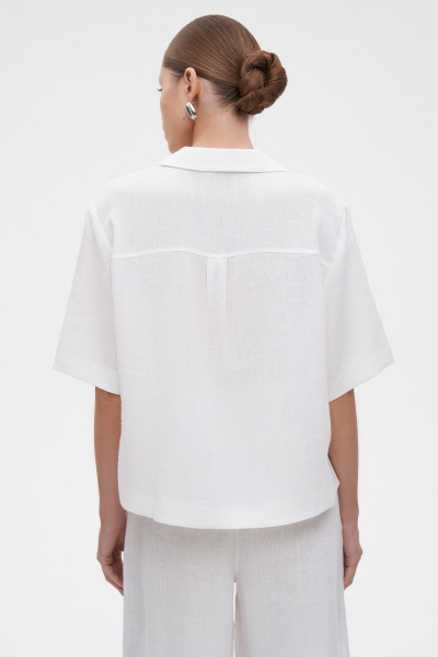 Рубашка с коротким рукавом изо льна (M/L, молочный) 2207