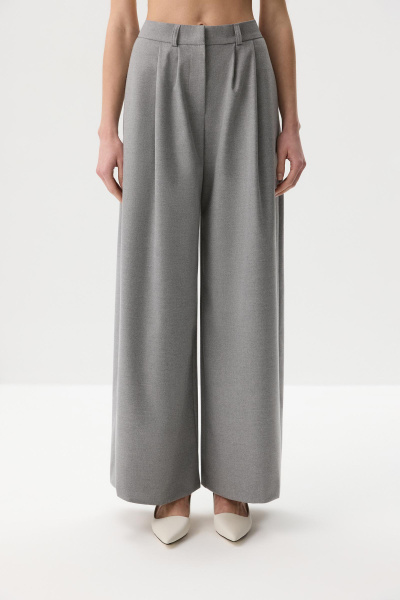 Брюки палаццо с широким поясом (Серый меланж) (M) 