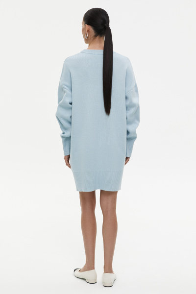 Платье мини вязаное (one size, голубой) 1741