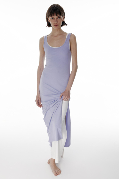 Платье макси трикотажное облегающего силуэта (L, лавандовый) 2547