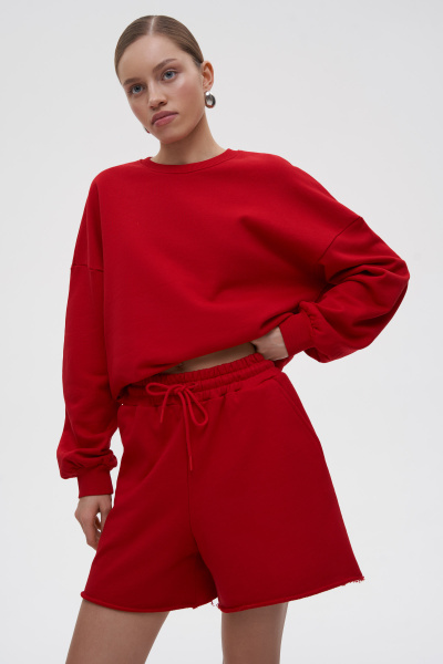 Шорты базовые из футера (XS/S, алый) 2202