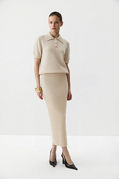 Футболка-поло вязаная (Молочный)