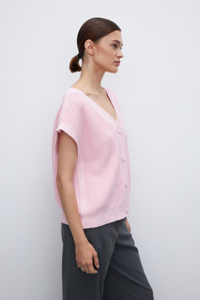 Вязаный жилет на пуговицах (one size, розовый меланж)