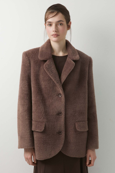 Пиджак оверсайз из ворсовой ткани (коричневый) (XS/S) 