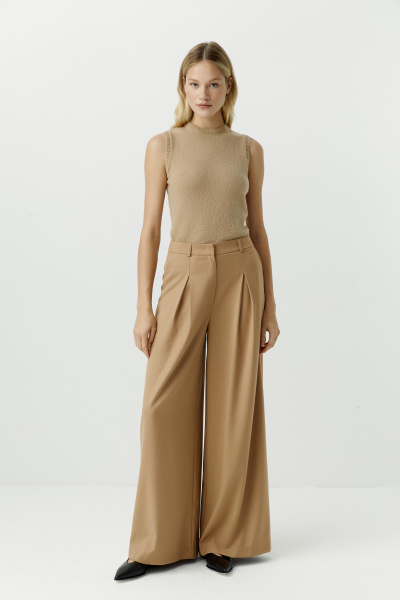 Брюки палаццо с глубокими складками (светло-коричневый) (XS) 